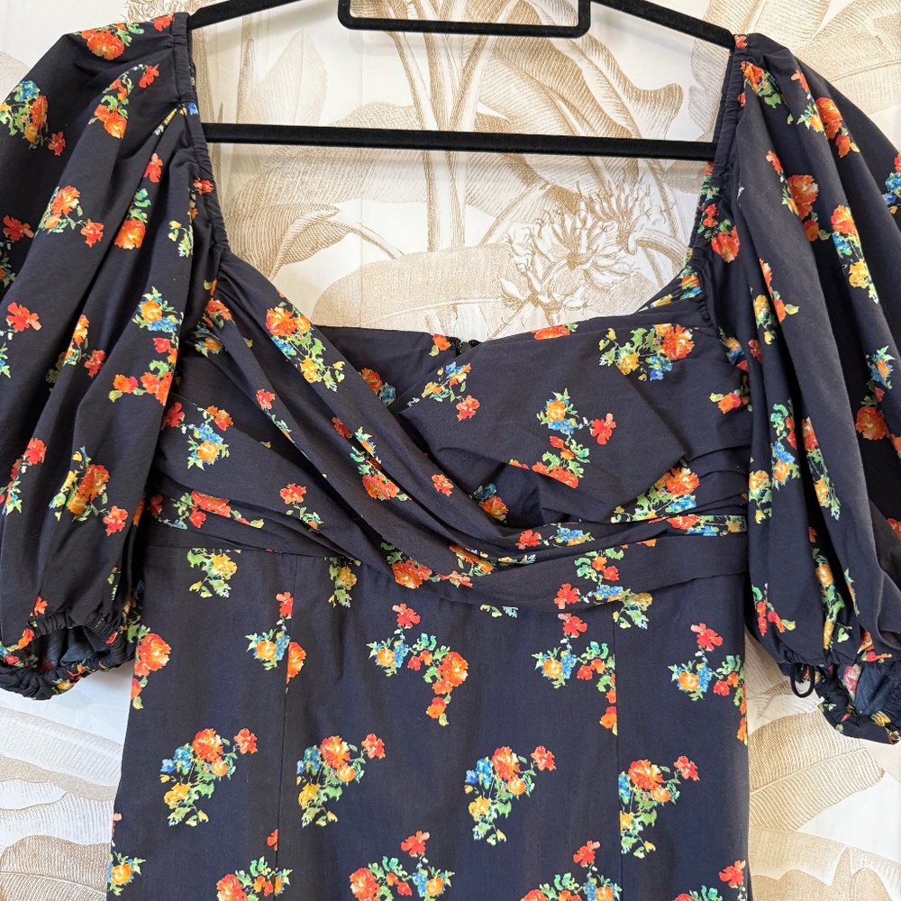 Designer Carolina Constas Floral Midi Dress – Romantic Puff Sleeve Statement - Picture 6 of 9